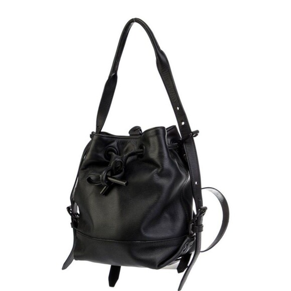 Opening Ceremony Black Izzy Convertible Backpack/ Bucket Bag  Drawstring Handbag
